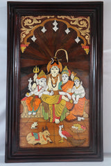 Lord Shiva Family Rose Wood Inlay Mysore