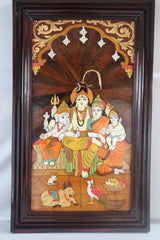 Lord Shiva Family Rose Wood Inlay Mysore