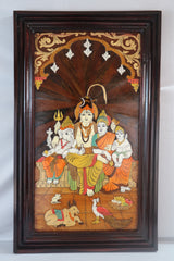 Lord Shiva Family Rose Wood Inlay Mysore