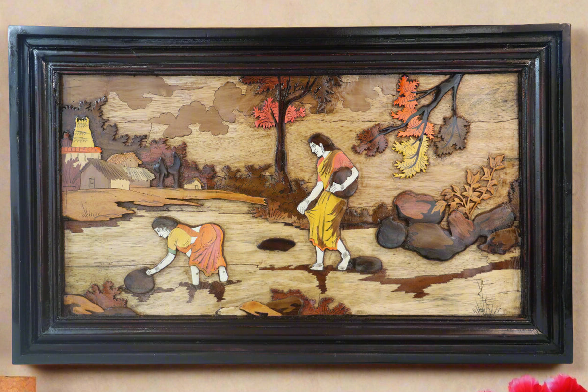 Handcrafted Rosewood Inlay Frame – Women by Riverside in Indian Village