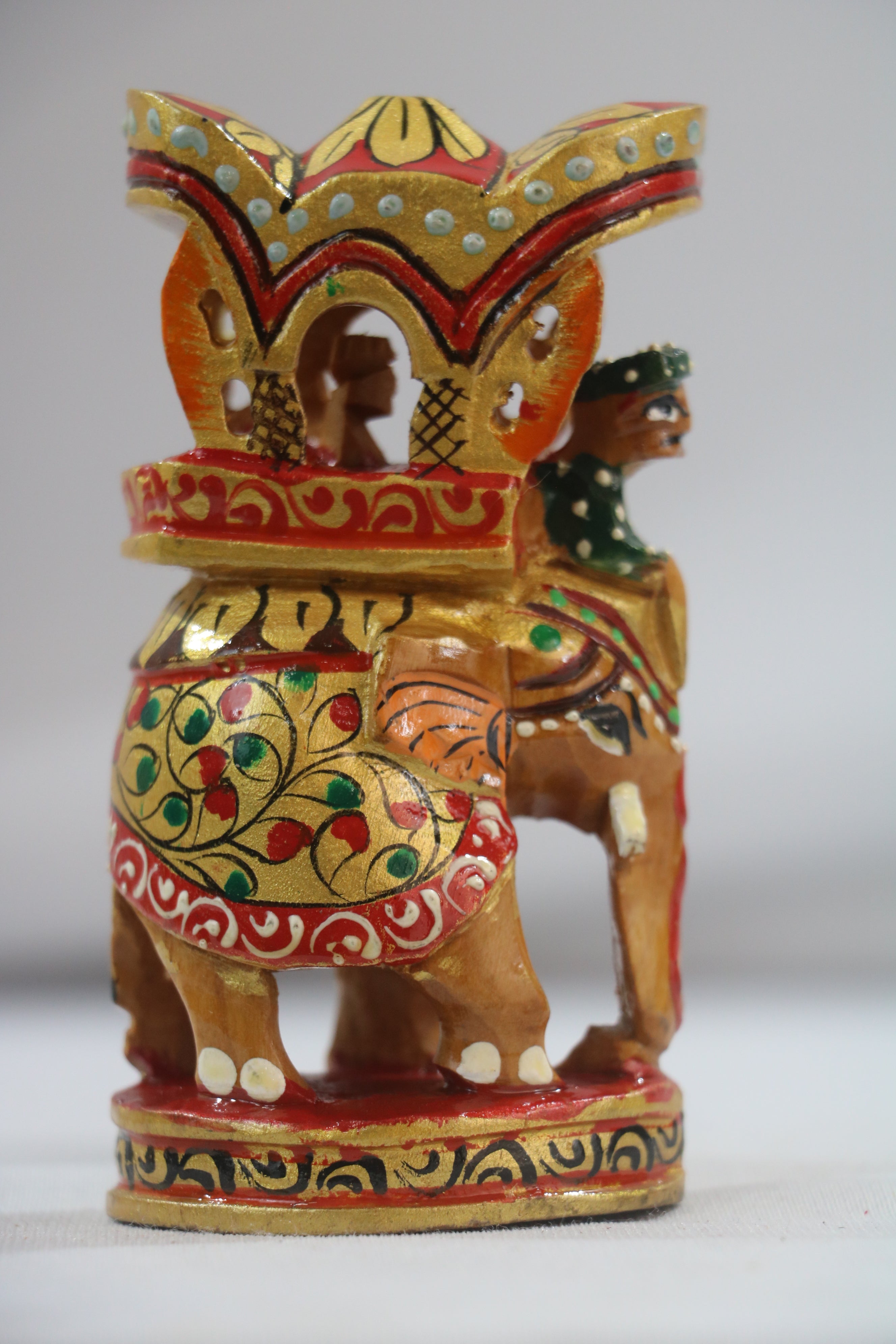 Handprinted Ambari Elephant | Decorative Miniature Figurine