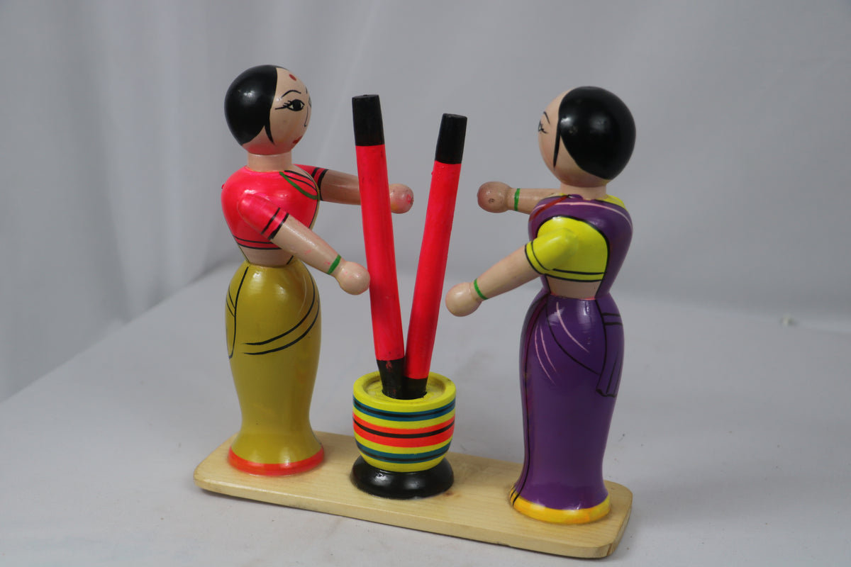 Channapatna Wooden Dhankutni – Handcrafted & Hand-Painted Decor