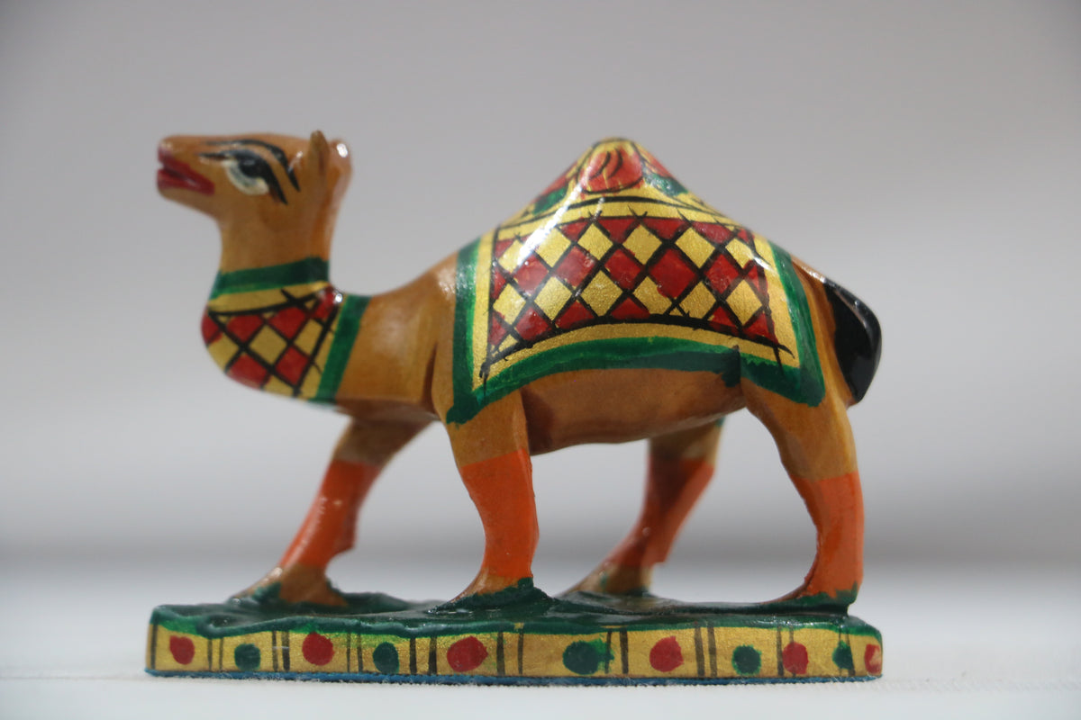 Hand-Painted Wooden Camel – Artisan Decorative Figurine