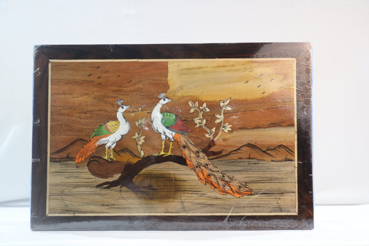 Rose Wood Inlay Peacock Frame