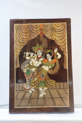 Premium Rosewood Inlay Artwork – Radha Krishna Divine Couple Wall Hanging