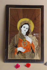 Mother Mary (Mary Mata) in Rosewood Inlay – Handcrafted Spiritual Wall Frame