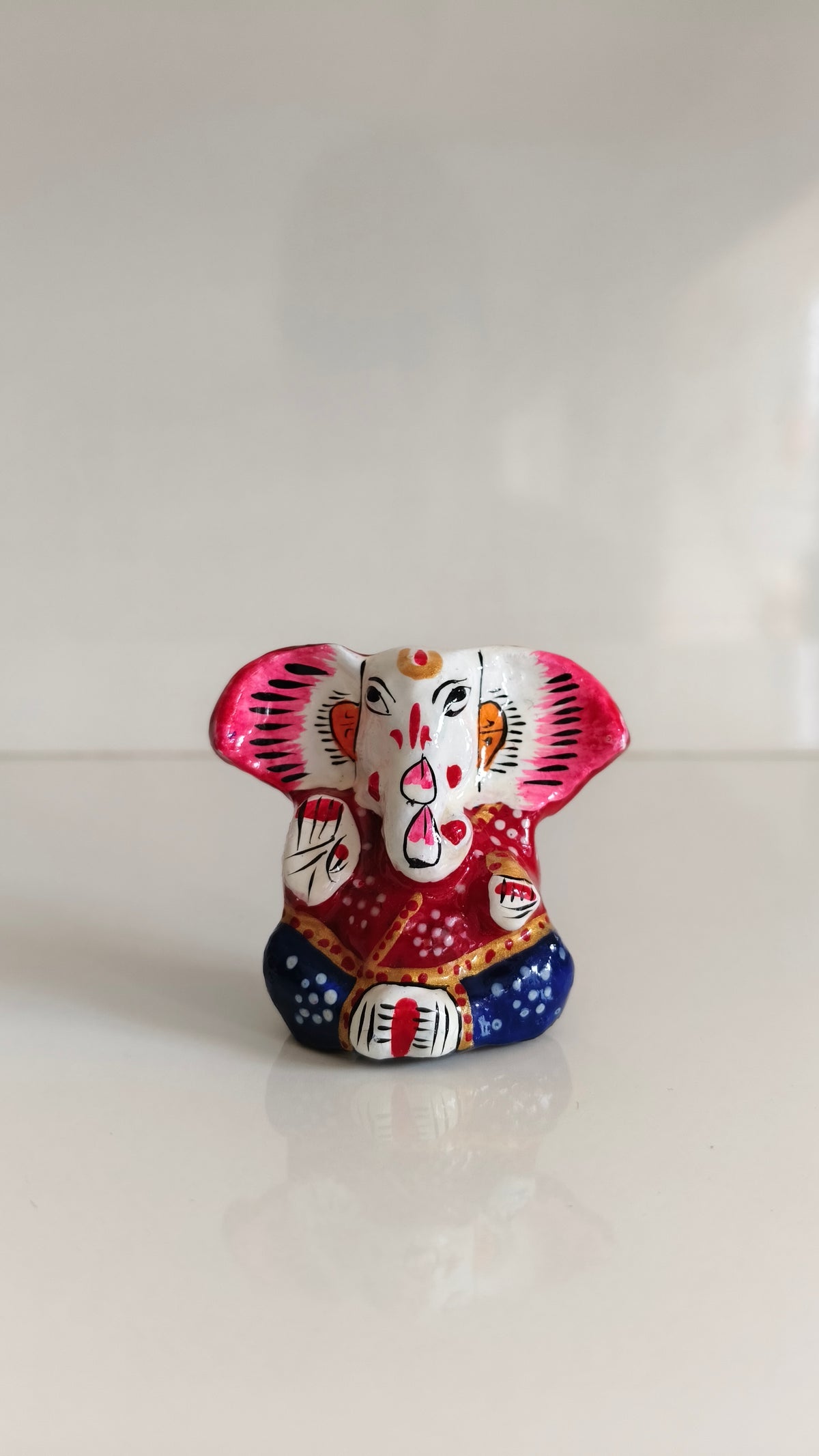 Handcrafted Terracotta Ganesha Figurine - Colorful Indian Folk Art Decor