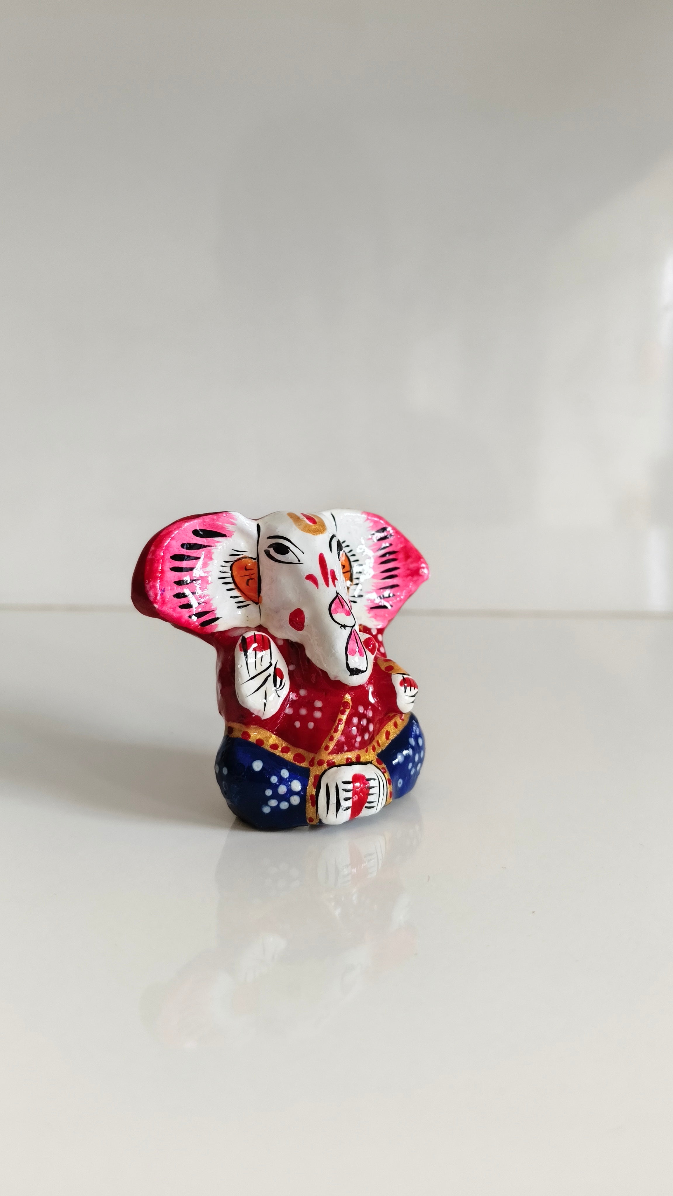 Handcrafted Terracotta Ganesha Figurine - Colorful Indian Folk Art Decor