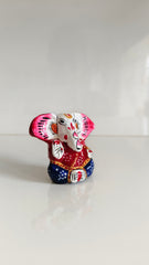 Handcrafted Terracotta Ganesha Figurine - Colorful Indian Folk Art Decor