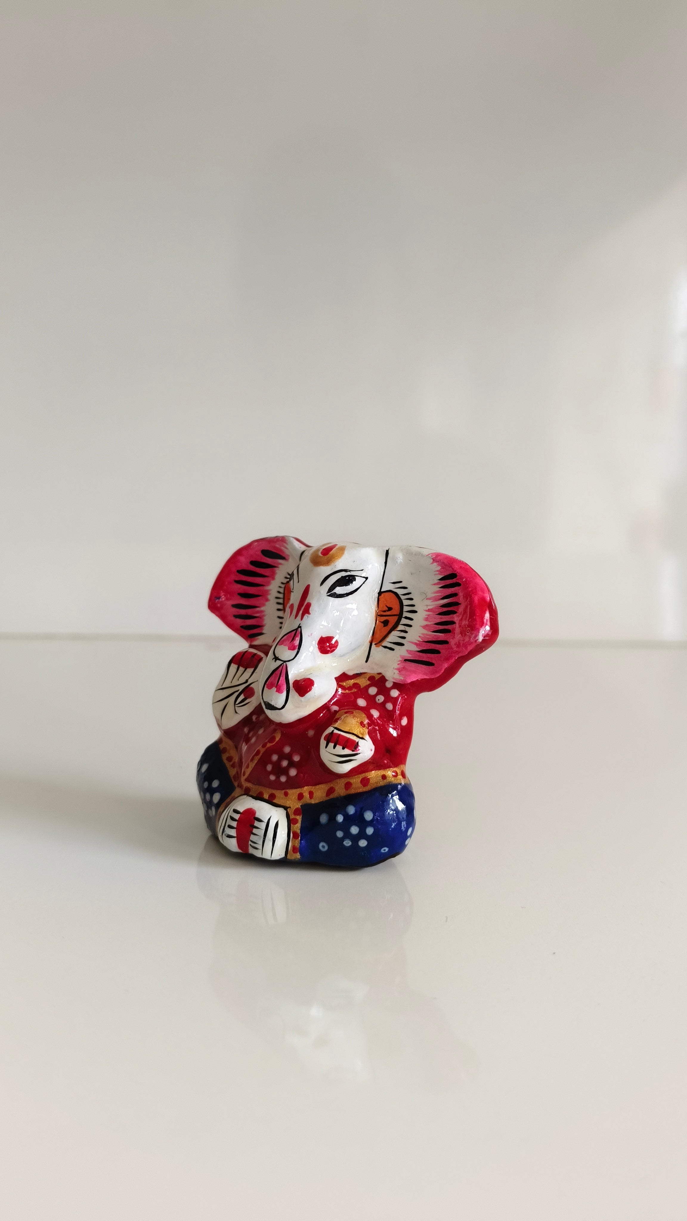 Handcrafted Terracotta Ganesha Figurine - Colorful Indian Folk Art Decor