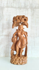 Hand-Carved Wooden Salabhanjika (Celestial Maiden) under a Fruiting Tree