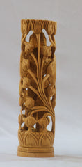 Hand-Carved Wooden Goddess Parvathi Statue – Standing on Lotus