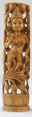 Hand-Carved Wooden Goddess Parvathi Statue – Standing on Lotus