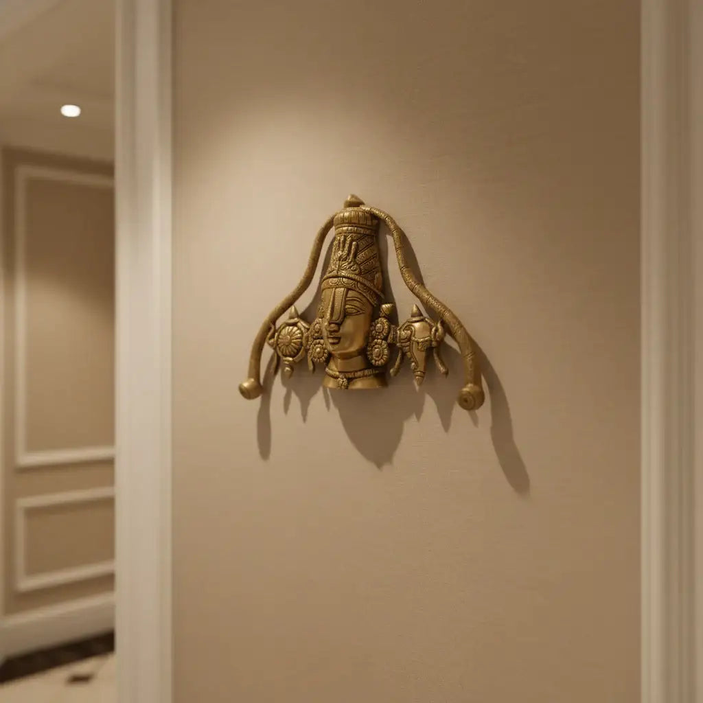 Grand Brass Lord Venkateswara - Tirupati Balaji Face Wall Hanging   Brass Ware