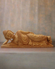 Wooden Sleeping Buddha Sculpture – Serene Home & Garden Decor