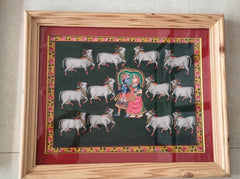 Radha and Krishna Surrounded by the Holy Cows Painting