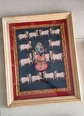 The Divine Flutist - Lord Krishna with Sacred Cows Painting