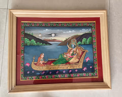 Radha and Krishna's Moonlit Journey Painting