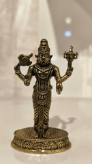 Exquisite Four-Armed Brass Idol of Ugra Narasimha (Man-Lion Avatar of Lord Vishnu)