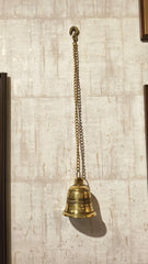 Handcrafted Antique Finish Hanging Brass Temple Bell with Chain and Hook