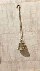 Handcrafted Antique Finish Hanging Brass Temple Bell with Chain and Hook