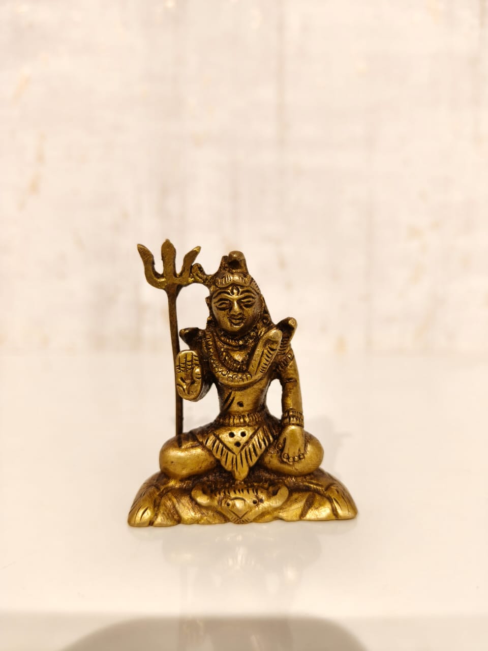 Exquisite Handcrafted Brass Idol of Lord Shiva in Meditation with Trishula