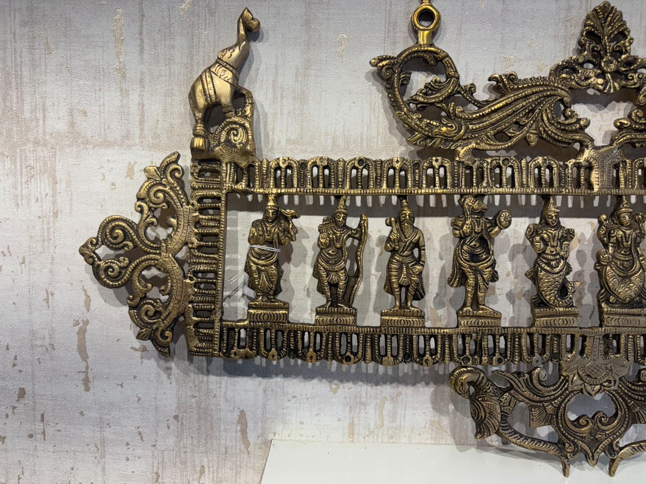 Ornate Brass Dashavatar Wall Hanging - Hindu Deity Procession Decor