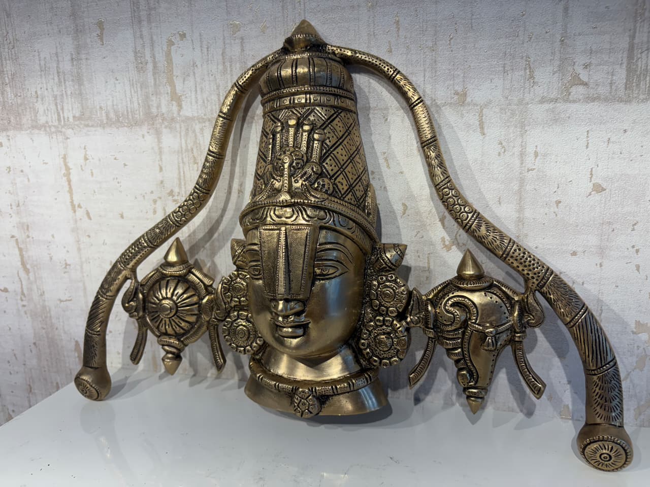 Grand Brass Lord Venkateswara Wall Hanging - Tirupati Balaji Face