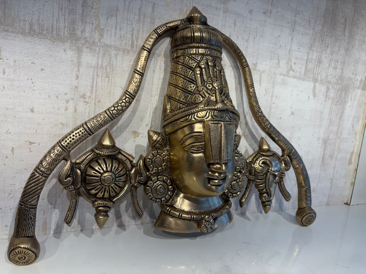 Grand Brass Lord Venkateswara Wall Hanging - Tirupati Balaji Face