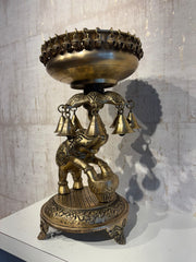 Brass Elephant Urli with Bells - Traditional Indian Decorative Bowl