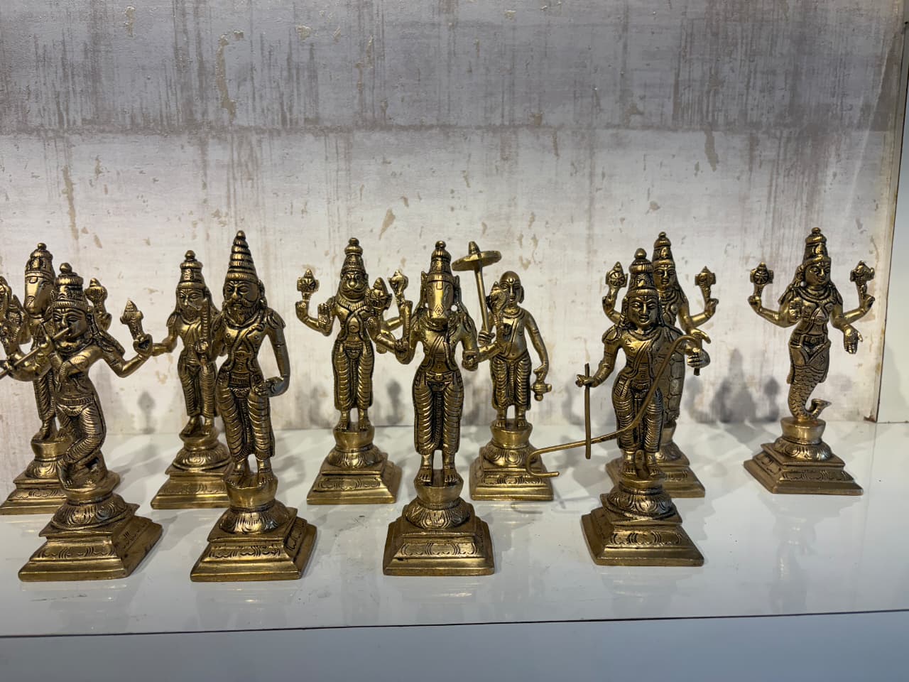 Pure Brass Dashavatara Idol Set 10 Statues) | Vishnu's Ten Avatars Murti Collection