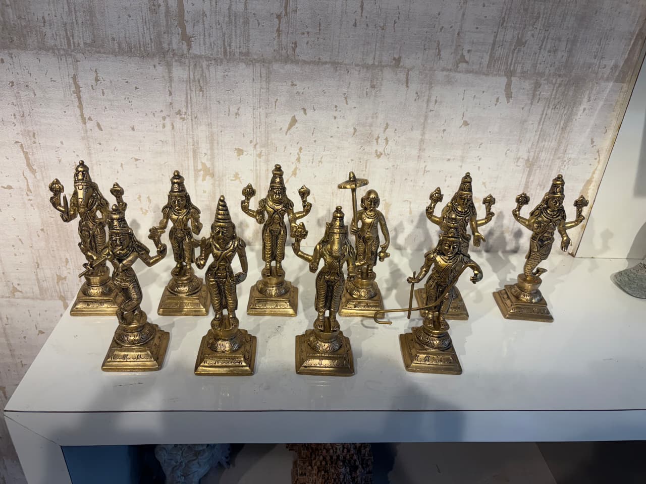Pure Brass Dashavatara Idol Set 10 Statues) | Vishnu's Ten Avatars Murti Collection