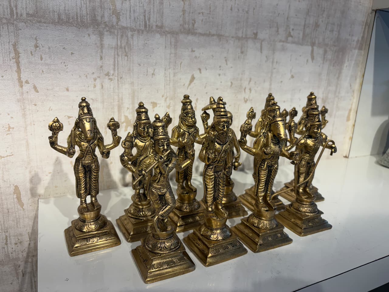 Pure Brass Dashavatara Idol Set 10 Statues) | Vishnu's Ten Avatars Murti Collection