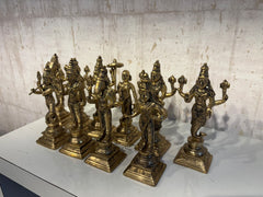 Pure Brass Dashavatara Idol Set 10 Statues) | Vishnu's Ten Avatars Murti Collection