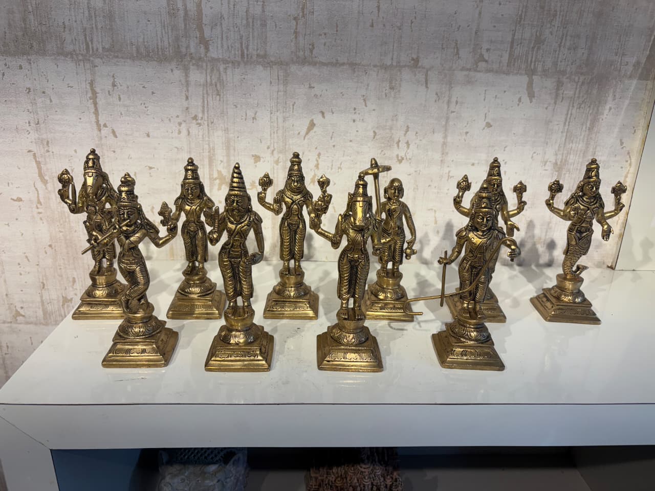 Pure Brass Dashavatara Idol Set 10 Statues) | Vishnu's Ten Avatars Murti Collection