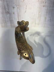 Artistic Brass Fish Oil Lamp (Diya) with Lotus Holder - Traditional Decor