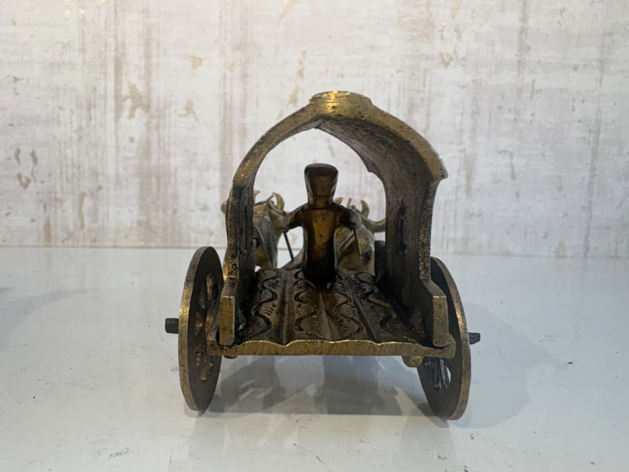 Brass Bullock Cart Figurine with Covered Canopy | Traditional Home Decor Showpiece