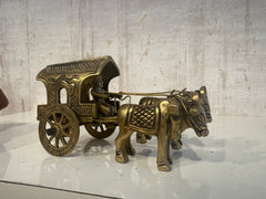 Brass Bullock Cart Figurine with Covered Canopy | Traditional Home Decor Showpiece