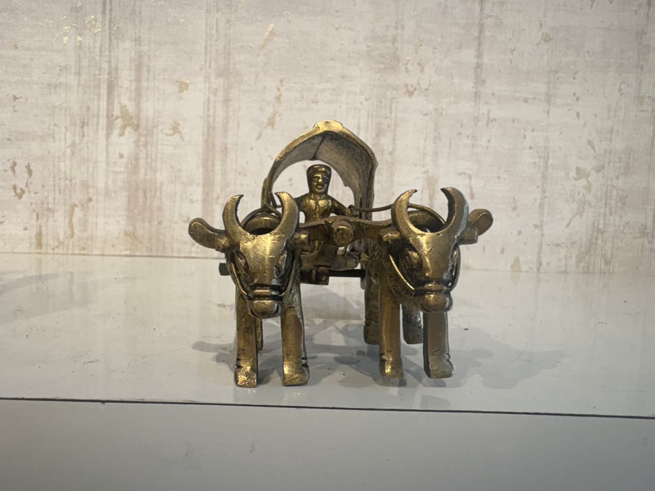 Brass Bullock Cart Figurine with Covered Canopy | Traditional Home Decor Showpiece