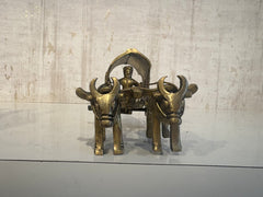 Brass Bullock Cart Figurine with Covered Canopy | Traditional Home Decor Showpiece