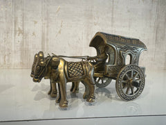 Brass Bullock Cart Figurine with Covered Canopy | Traditional Home Decor Showpiece