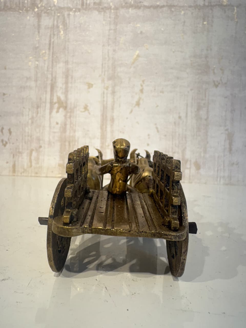 Brass Bullock Cart Figurine with Covered Canopy | Traditional Home Decor Showpiece