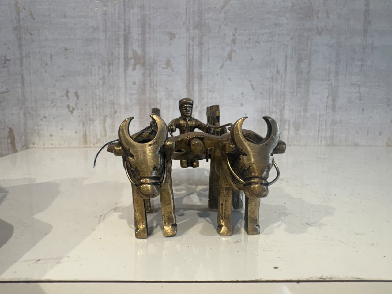 Brass Bullock Cart Figurine with Covered Canopy | Traditional Home Decor Showpiece