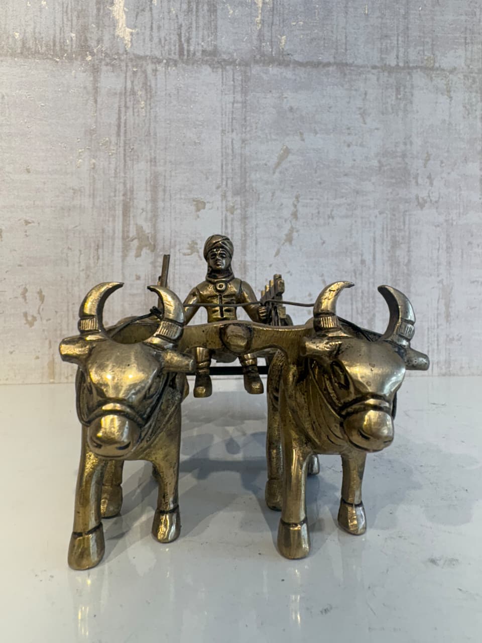 Brass Bullock Cart Figurine with Covered Canopy | Traditional Home Decor Showpiece