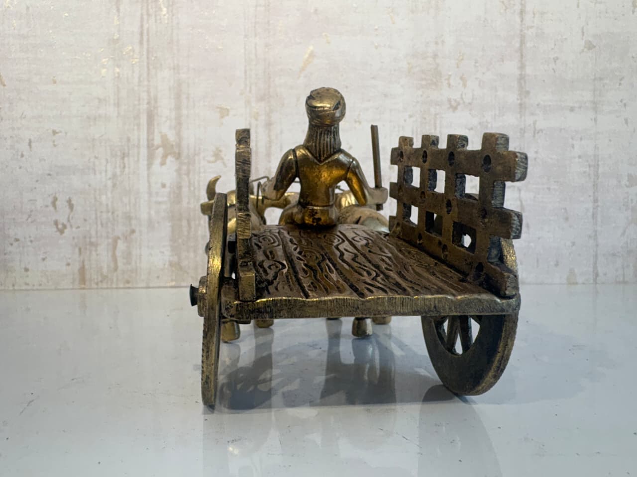 Brass Bullock Cart Figurine with Covered Canopy | Traditional Home Decor Showpiece