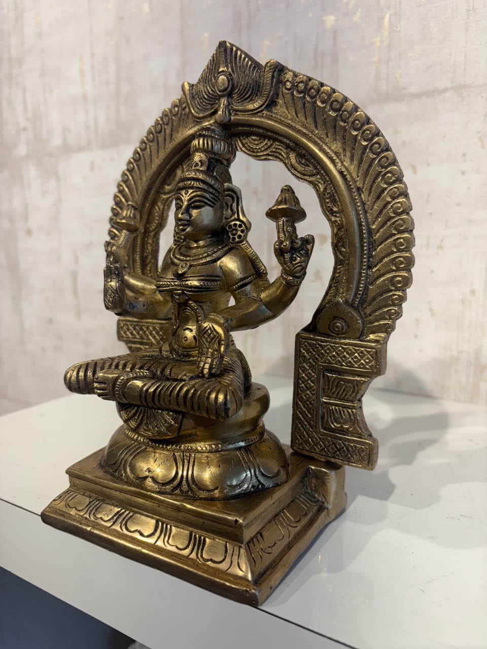Majestic Brass Lakshmi Devi Idol - Seated Goddess Sculpture