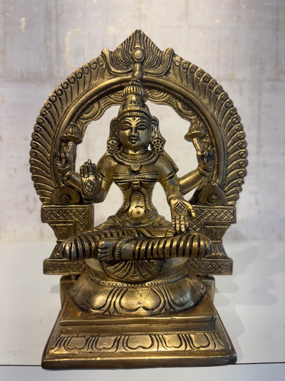Majestic Brass Lakshmi Devi Idol - Seated Goddess Sculpture