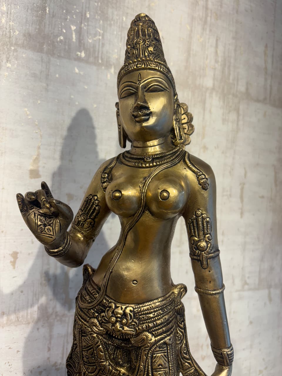 Elegant Brass Devi Lakshmi Statue - Divine Indian Goddess Sculpture