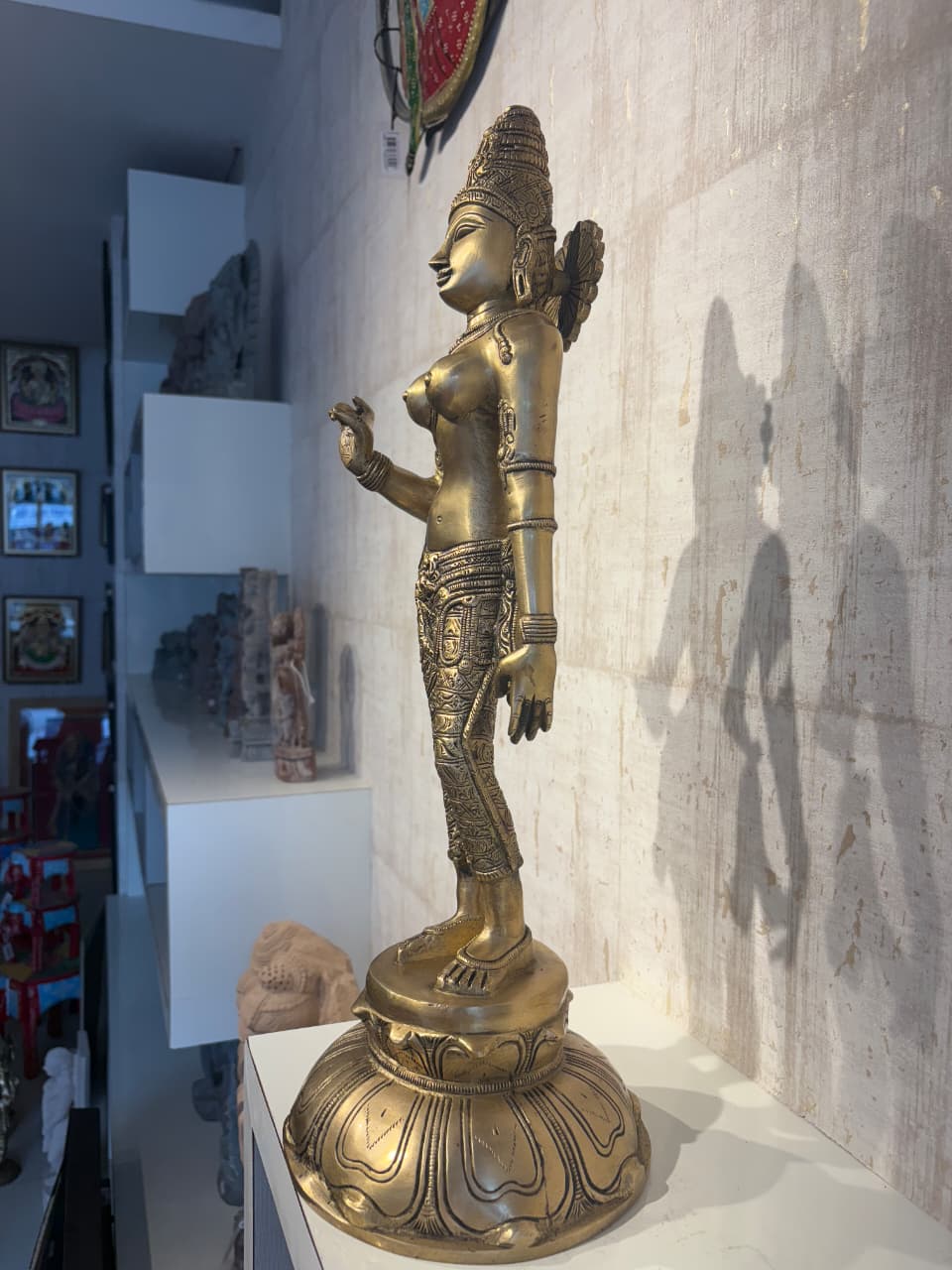 Elegant Brass Devi Lakshmi Statue - Divine Indian Goddess Sculpture