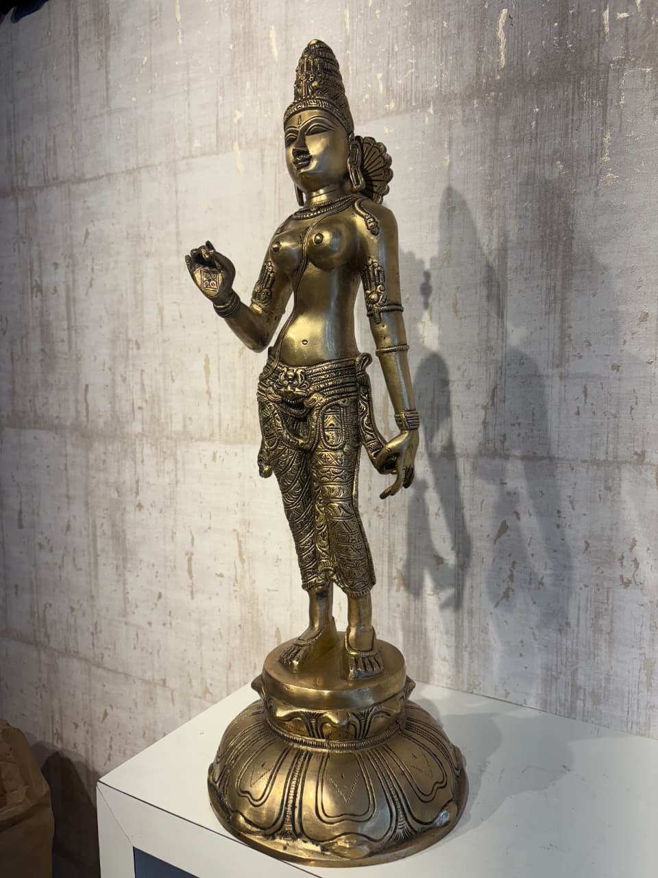 Elegant Brass Devi Lakshmi Statue - Divine Indian Goddess Sculpture